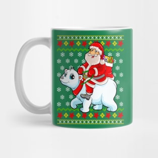 Santa Claus Riding Polar Bear Ugly Christmas Sweater Mug